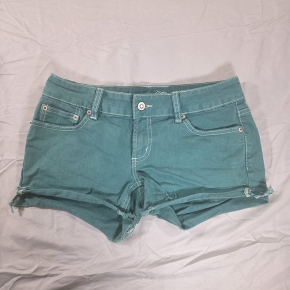 American Eagle Outfitters Teal Jean Mini Shorts - Picture 1 of 8